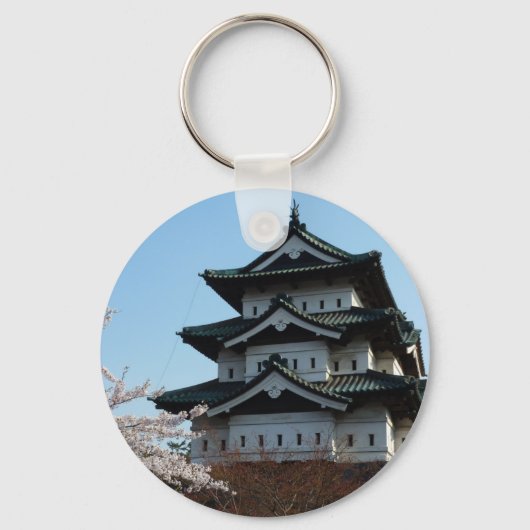 日本の城の建築様式 歴史的建造物 キーホルダー (正面)