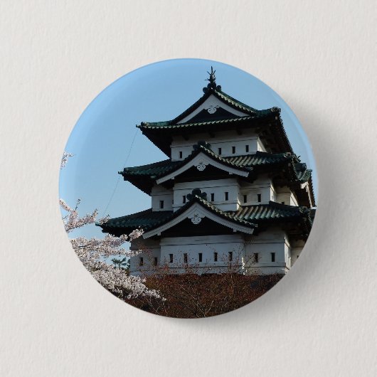 日本の城の建築様式 歴史的建造物 缶バッジ (正面)