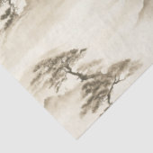 日本の墨絵風景 ミニマルな霧の山 薄葉紙 (詳細)