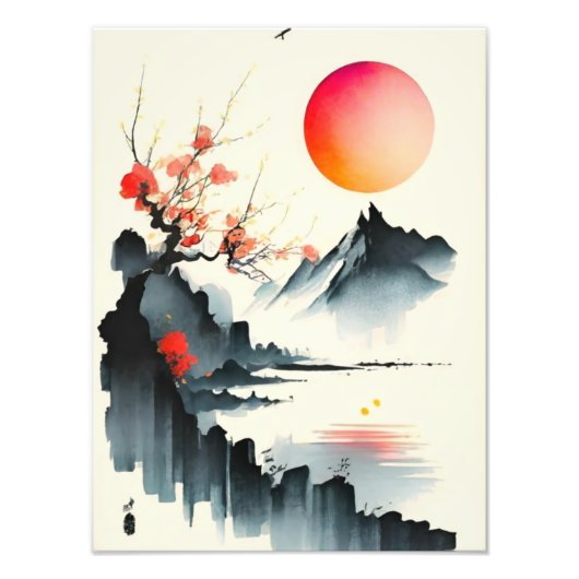 日本の夕暮れさくらんぼ フォトプリント (正面)