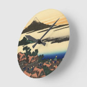 日本の夕焼け 富士山 ラウンド壁時計 (傾斜)