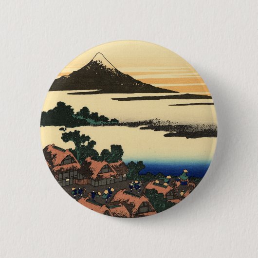 日本の夕焼け 富士山 缶バッジ (正面)