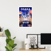 日本の大阪ヴィンテージ旅行 ポスター (ホームオフィス)
