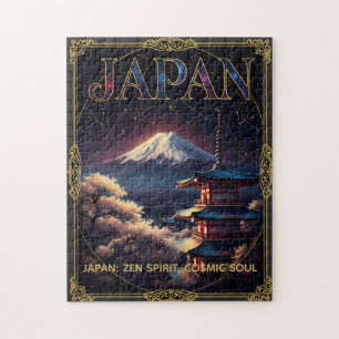 日本の天体富士山と塔の旅アート ジグソーパズル