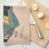 . .日本の女性遊女アートワーク キッチンタオル (四つ折り)