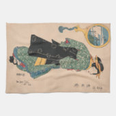 . .日本の女性遊女アートワーク キッチンタオル (横)