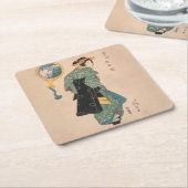 . .日本の女性遊女アートワーク スクエアペーパーコースター (アングル)