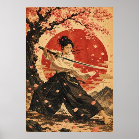 日本の女性 赤い太陽の肖像 ポスター (正面)