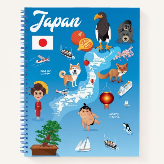 日本の子ども向け漫画の地図 ノートブック (正面)