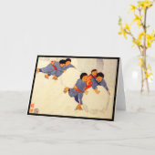 日本の子供たち 折り紙のグリーティングカード カード (黄色い花)