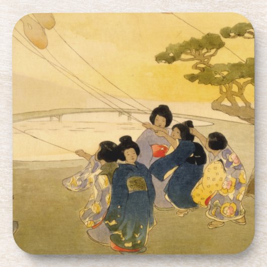 日本の子飛んでいる凧 – Bertha Lum - 1913 コースター (正面)