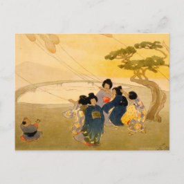 日本の子飛んでいる凧 – Bertha Lum - 1913 ポストカード