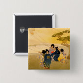 日本の子飛んでいる凧 – Bertha Lum - 1913 缶バッジ (正面&裏面)