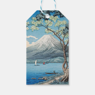 日本の富士山と山中湖のレトロアート ギフトタグ