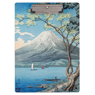 日本の富士山と山中湖のレトロアート クリップボード