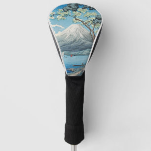 日本の富士山と山中湖のレトロアート ゴルフヘッドカバー