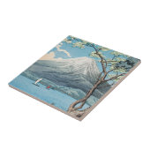 日本の富士山と山中湖のレトロアート タイル (側面)
