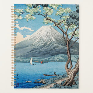日本の富士山と山中湖のレトロアート プランナー手帳