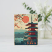 日本の富士山の塔 ビンテージ ポストカード (スタンド正面)