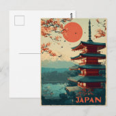 日本の富士山の塔 ビンテージ ポストカード (正面/裏面)