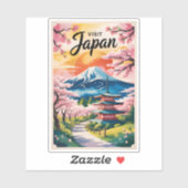 日本の富士山イラスト旅行アートヴィンテージ シール (シート)