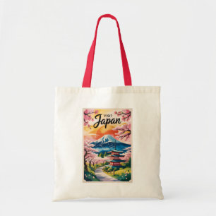 日本の富士山イラスト旅行アートヴィンテージ トートバッグ