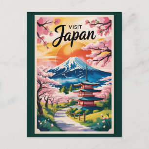 日本の富士山イラスト旅行アートヴィンテージ ポストカード