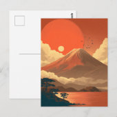 日本の富士山ビンテージ ポストカード (正面/裏面)