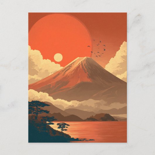 日本の富士山ビンテージ ポストカード (正面)