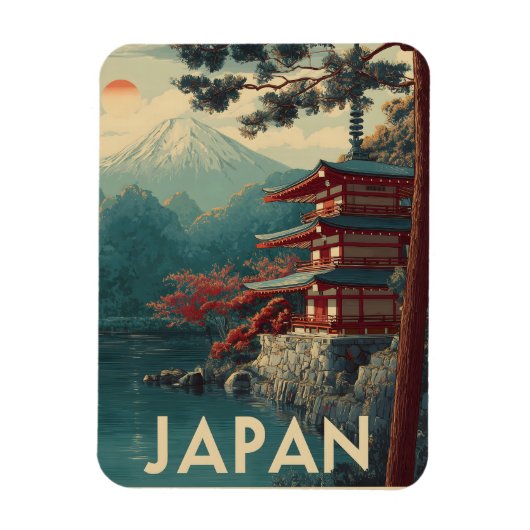 日本の富士山ビンテージ マグネット (縦)