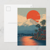 日本の富士山 ビンテージ シーズンポストカード (正面/裏面)
