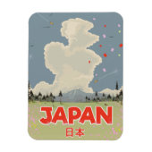 日本の富士山 ビンテージ スタイル カートゥーン マグネット (縦)