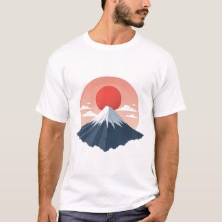日本の富士山 ミニマルデザイン Tシャツ
