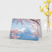 日本の富士mountain | Kawaguchiko湖|の春 カード (黄色い花)