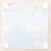 日本の富士mountain | Kawaguchiko湖|の春 ガラスコースター (裏面)