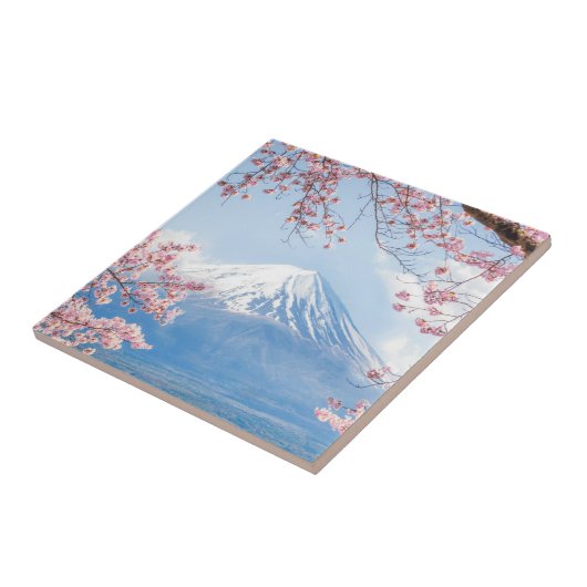 日本の富士mountain | Kawaguchiko湖|の春 タイル (側面)