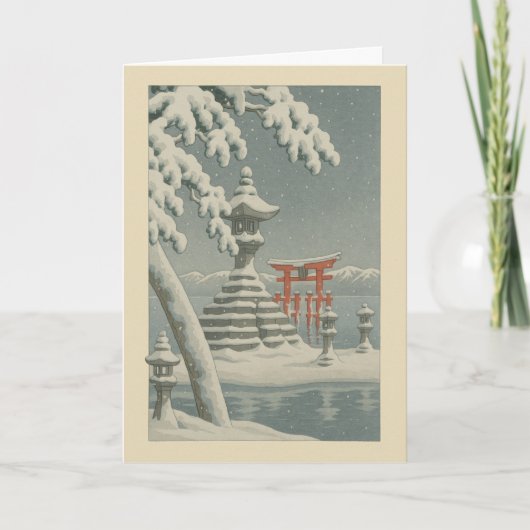 日本の寺の浮世絵クリスマスカード シーズンカード (正面)