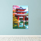 日本の寺院 キャンバスプリント (インサイチュ (ウッドフロア))