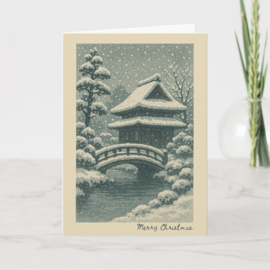 日本の寺院 - クリスマスカード カード (正面)