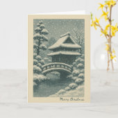 日本の寺院 - クリスマスカード カード (黄色い花)