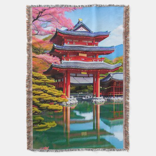 日本の寺院 スローブランケット (正面縦)