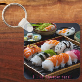 「日本の寿司:至福のひととき(Japanese Sushi: A Moment of Bliss)」 キーホルダー (正面)
