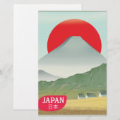 日本の山のビンテージ旅行ポスター 便箋 (正面/裏面)