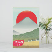日本の山のビンテージ旅行ポスター 便箋 (スタンド正面)