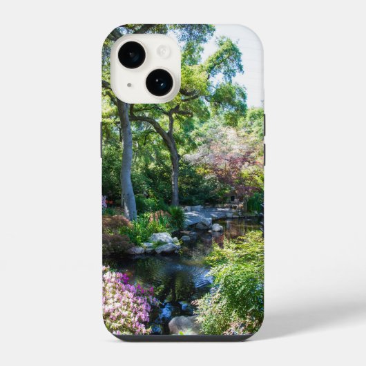 日本の庭園での美しい春の風景 iPhoneケース (裏面)