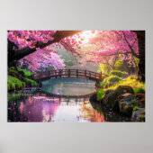 日本の庭園、桜の季節。 ポスター (正面)