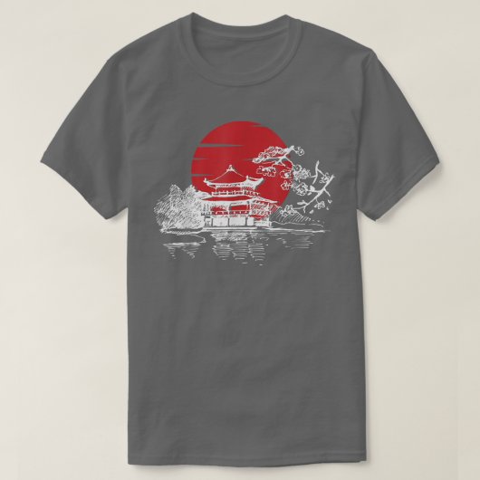日本の庭日本の鳥居日本サムライT士 Tシャツ (デザイン正面)