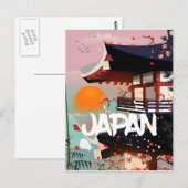 日本の建物と夕日 ポスター ポストカード (正面/裏面)