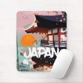 日本の建物と夕日 ポスター マウスパッド (マウス)