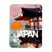 日本の建物と夕日 ポスター マグネット (縦)